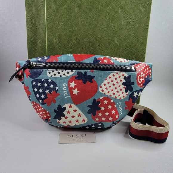 EUC GUCCI Strawberry PVC Leather Belt Bag | Limited Edition - Picture 6 of 8